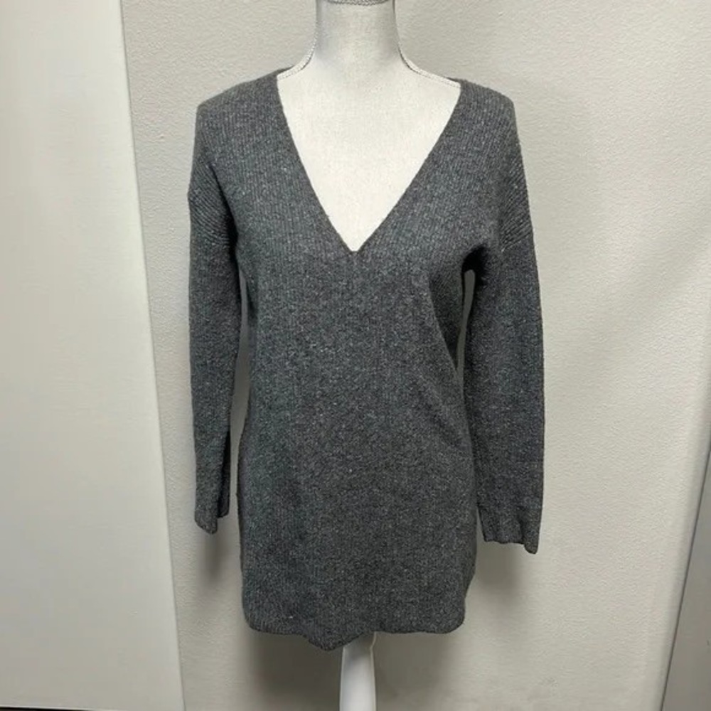 Gray V-Neck Women's Sweater